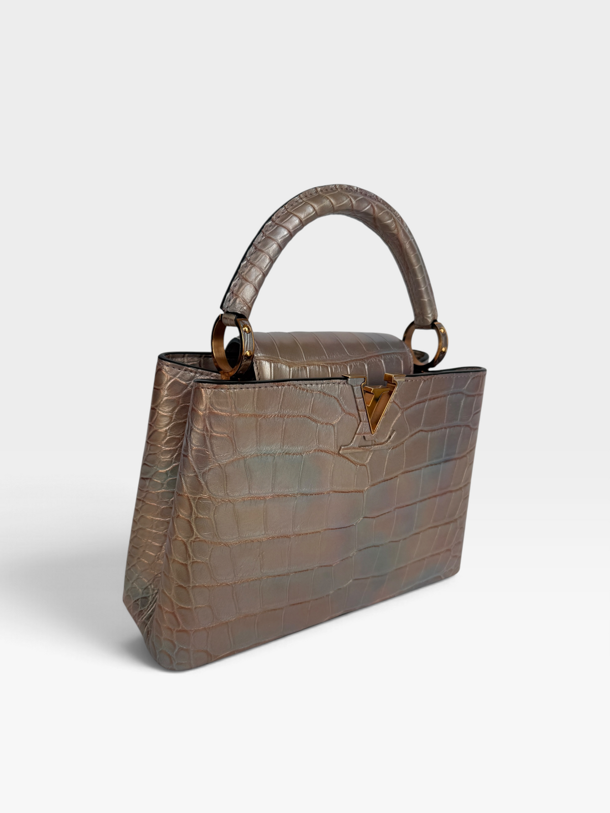 Louis Vuitton Capucines BB in Iridescent Metallic Alligator with Gold Hardware