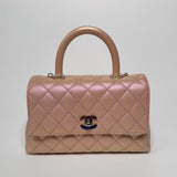 Chanel Small Coco In Iridescent Pink Caviar With Rainbow Hardware
