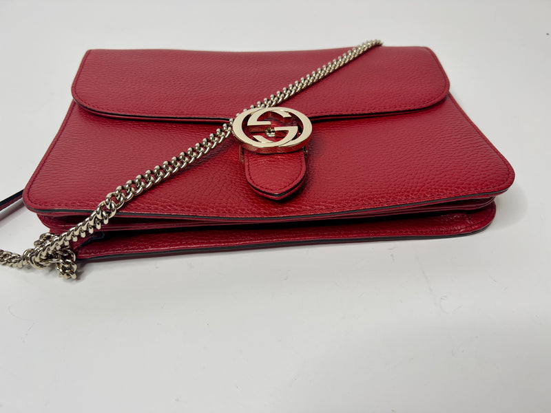 Gucci Dollar Interlocking Bag In Red Leather