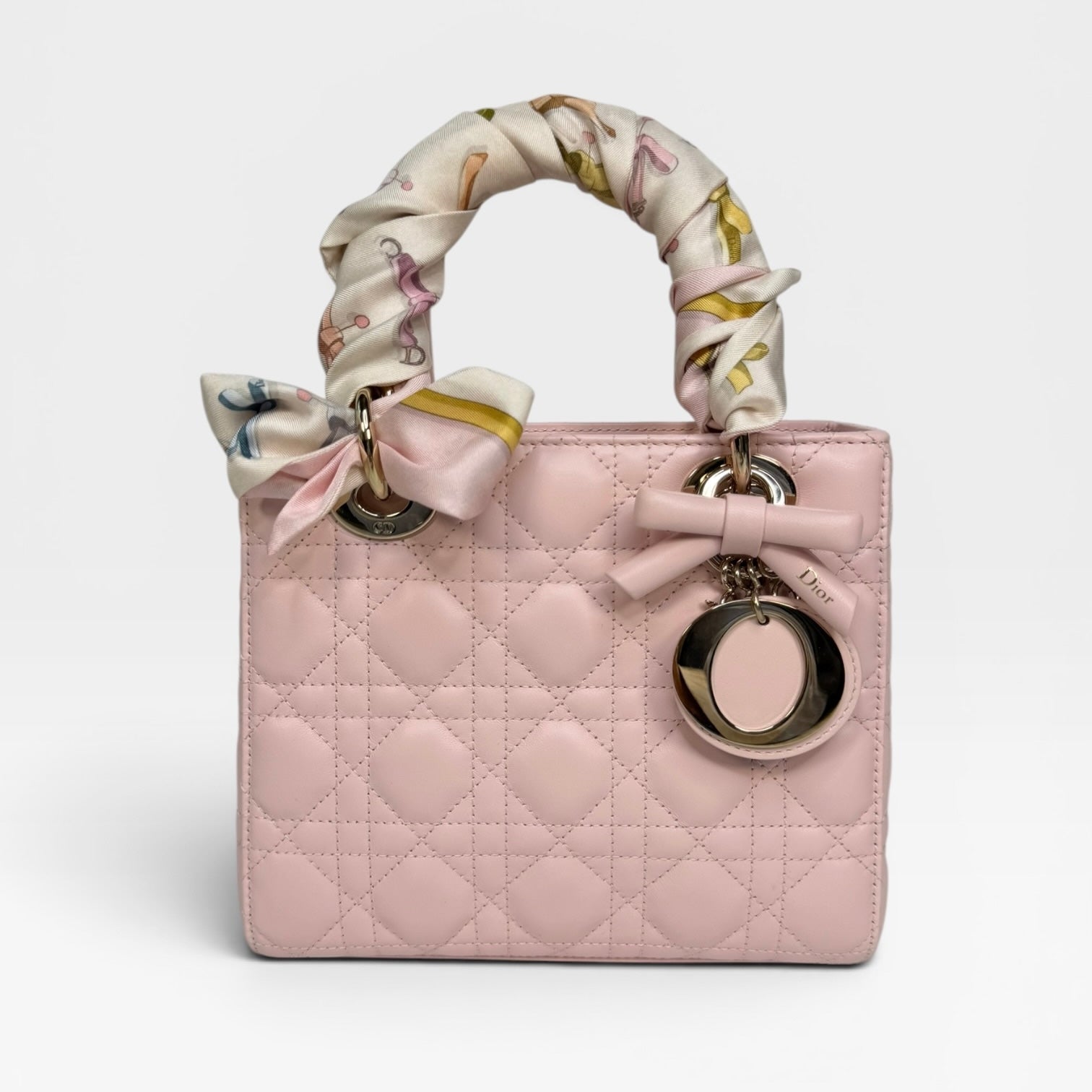 Christian Dior Lady Dior Small Bag In Rose Tendre With Gold Hardware. Authentic and preloved in excellent condition