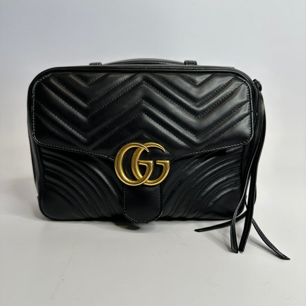 Gucci Matelasse Sylvie Web GG Marmont Top Handle Bag