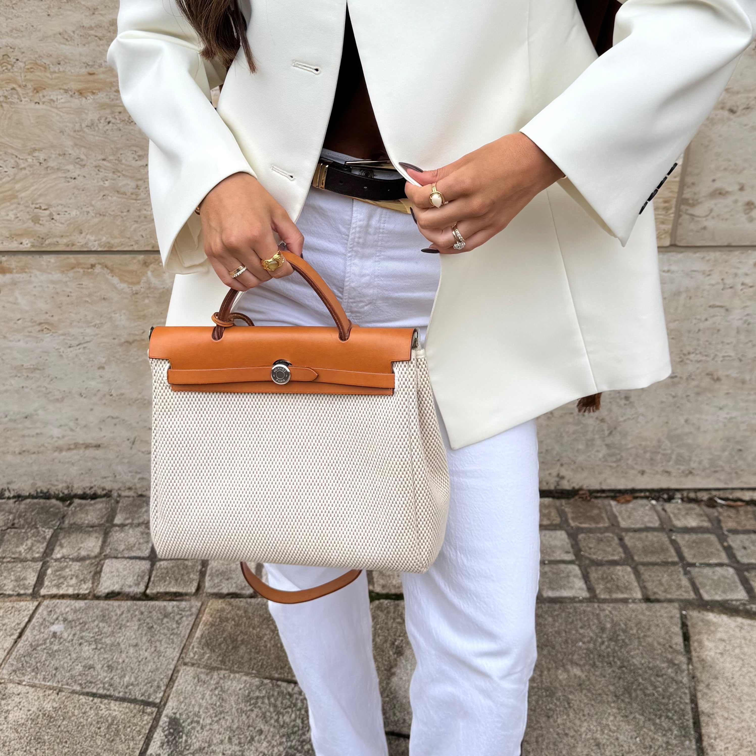 Hermès Herbag 31 Zip Bag With Palladium Hardware