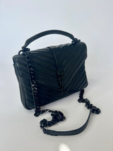 Saint Laurent Black Matelassé Leather Medium College Top Handle Bag