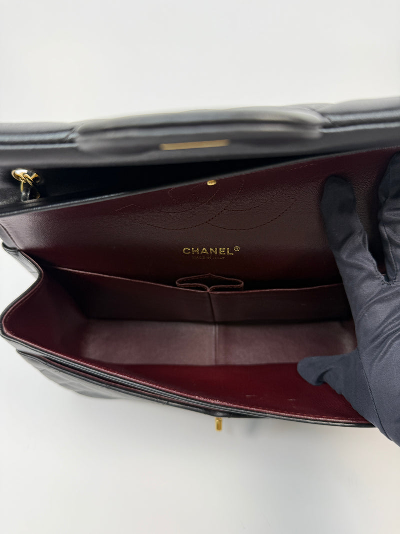 Chanel Jumbo Black Lambskin Leather With GHW