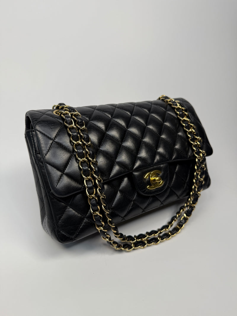 Chanel Medium Classic Double Flap Black Lambskin With GHW