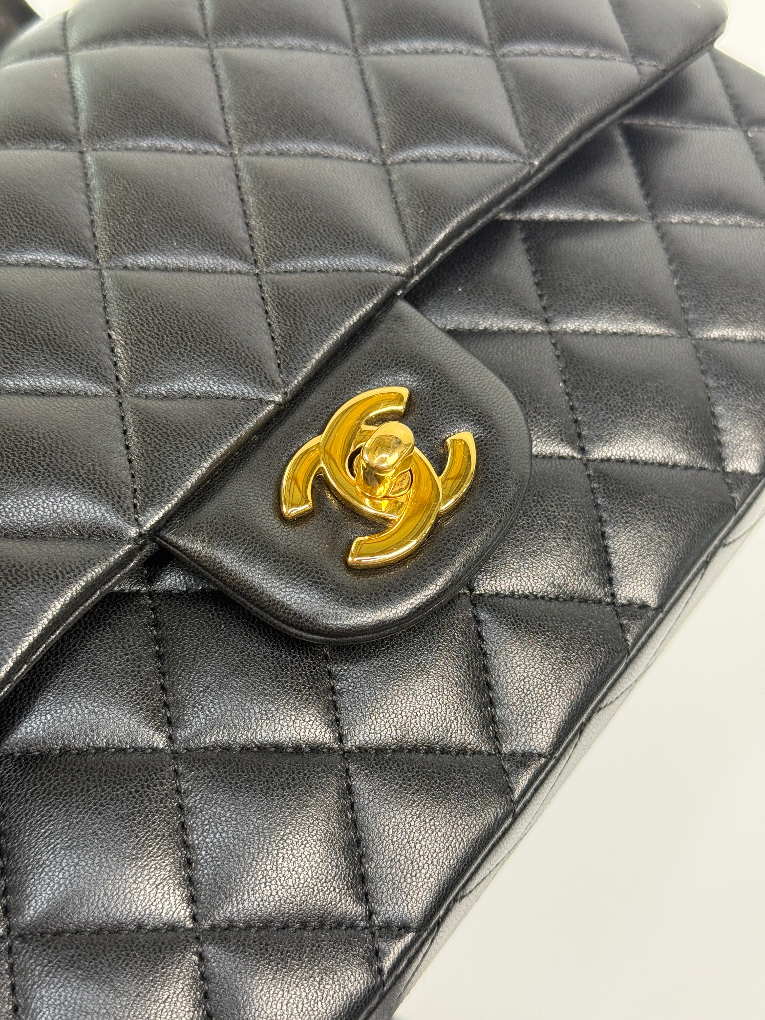 Chanel Medium Classic Double Flap Black Lambskin With Gold Hardware
Authentic Pre Loved Verified by Luxe Cheshire Trusted Designer resale