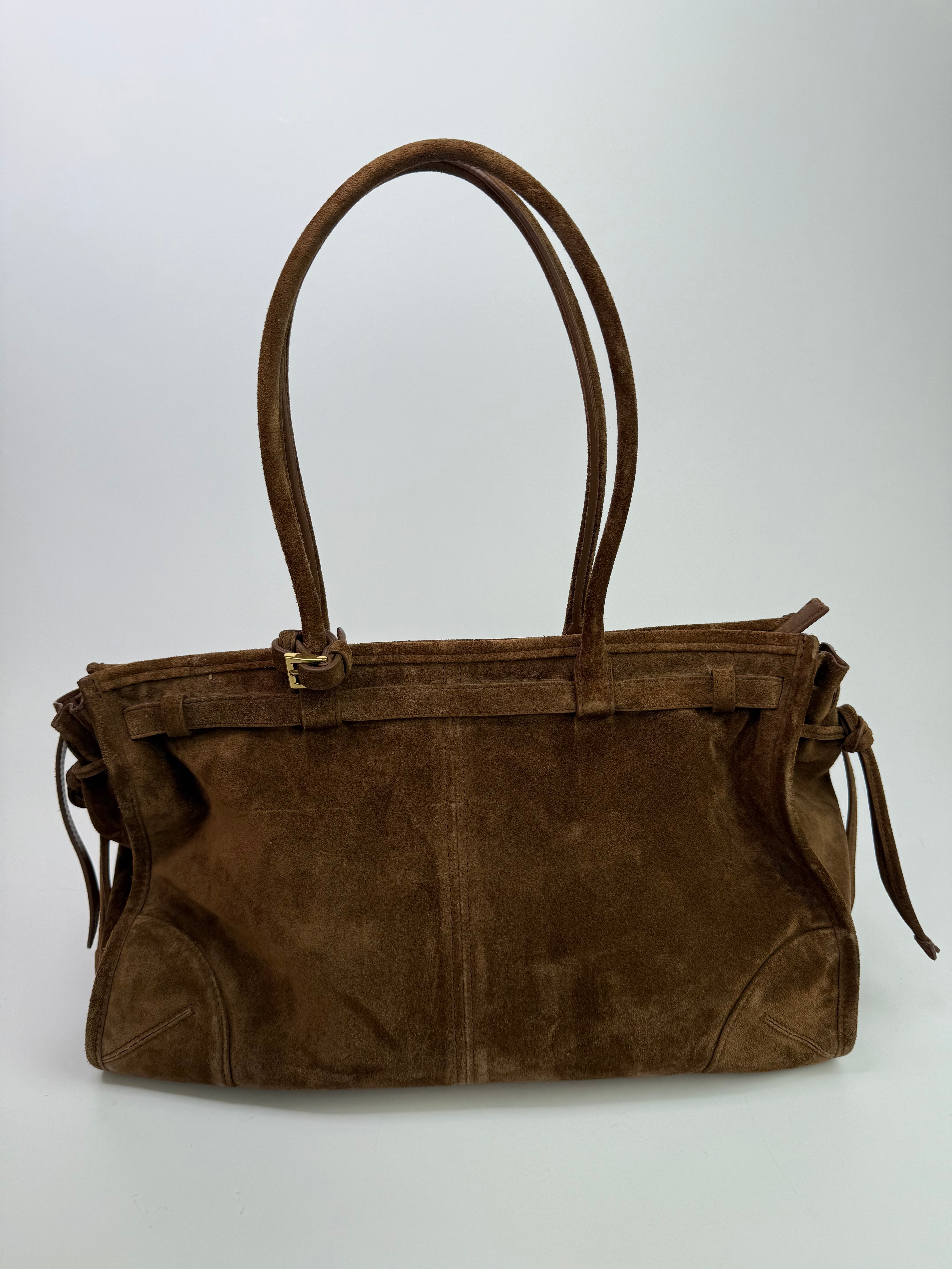 Prada Large Bonnie Suede Handbag