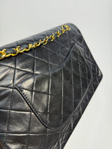 Chanel Vintage Medium Classic Double Flap Black Lambskin With 24k GHW