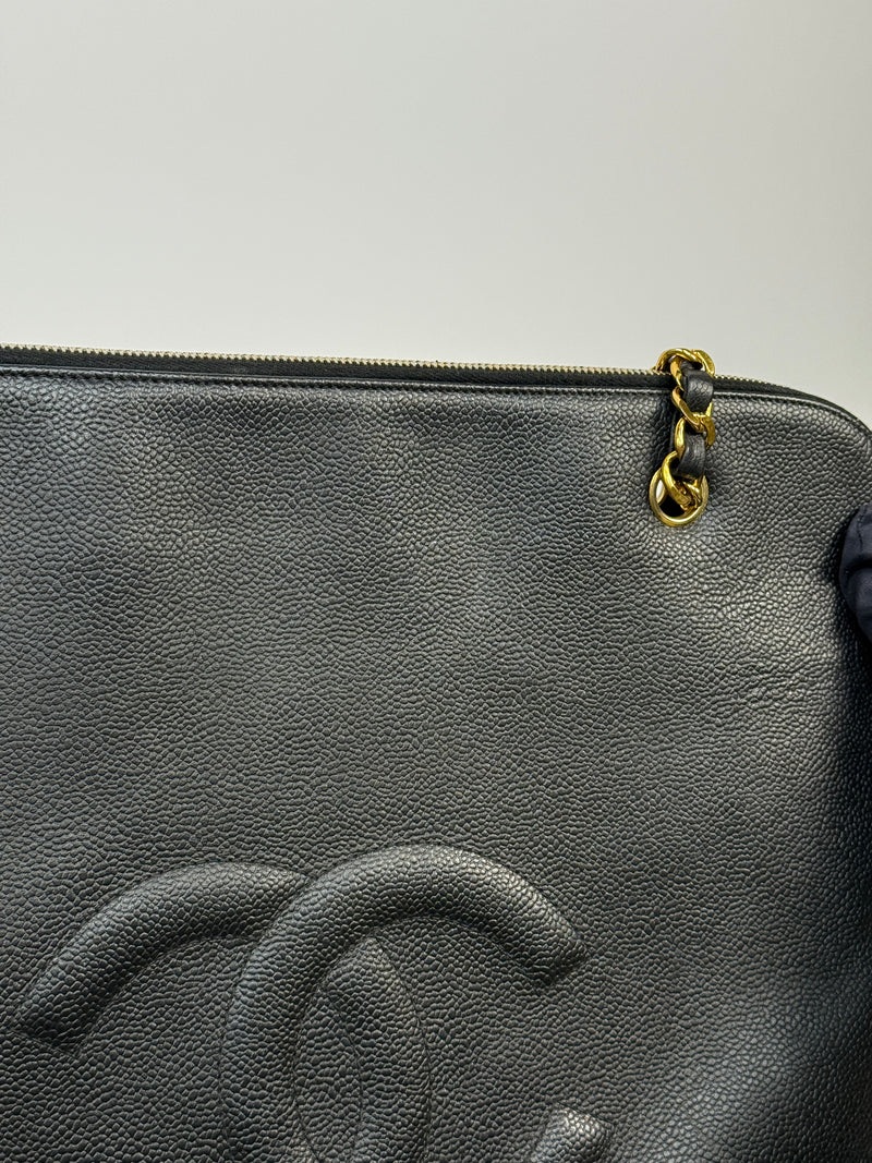 Chanel Vintage Black Caviar Tote Bag
