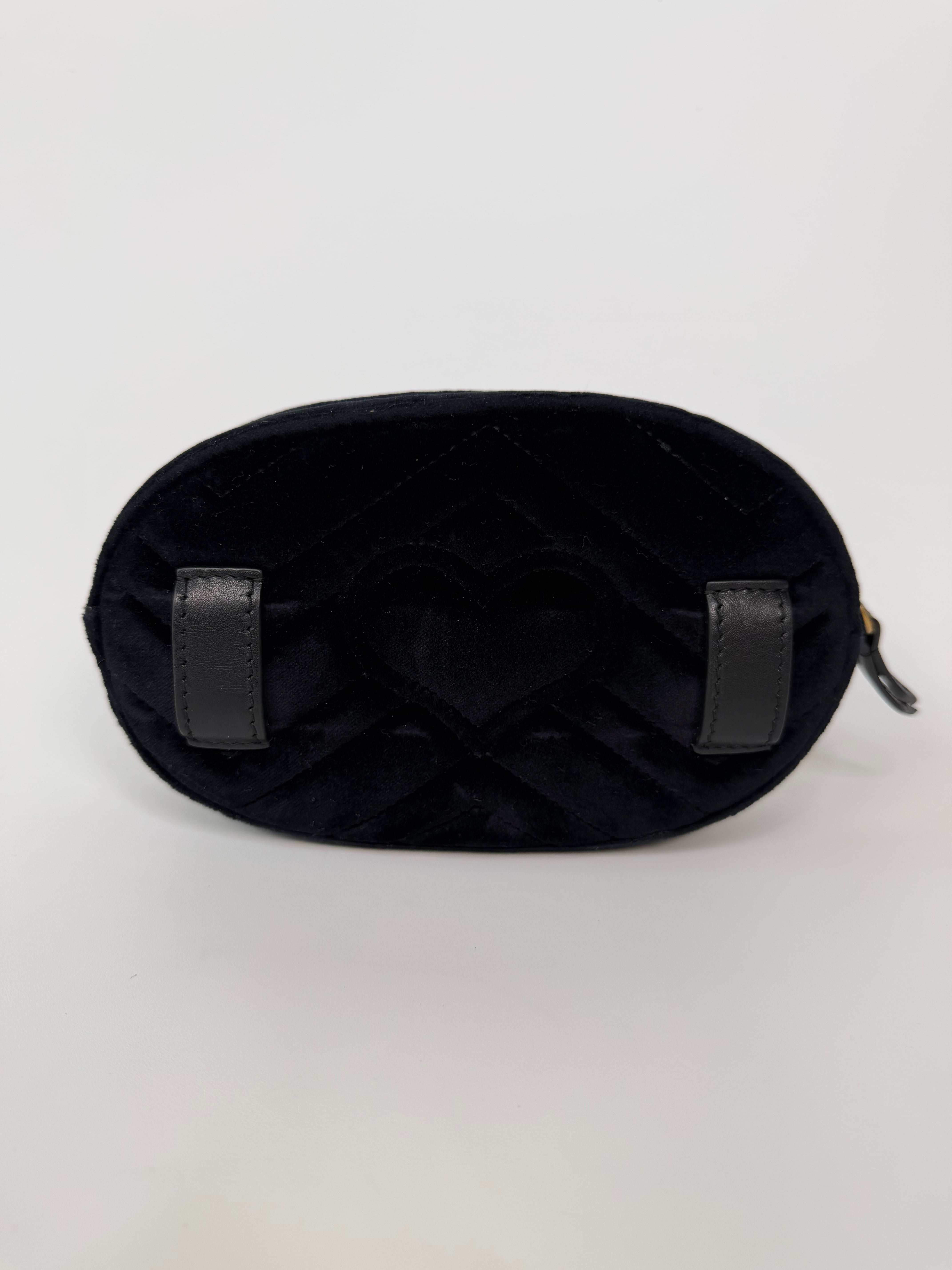 Gucci GG Black Velvet Marmont Belt Bag