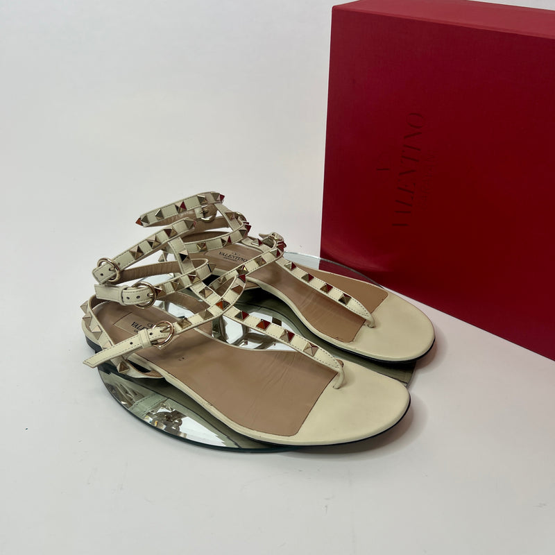 Valentino Garavani Cream Rockstud Sandals (Size 38 / UK 5)