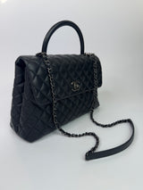 Chanel Coco Large Top Handle In Caviar Leather With RHW