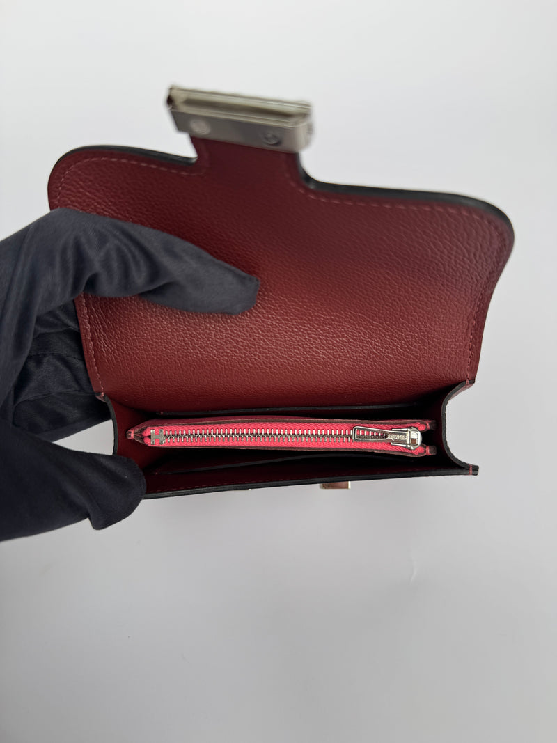 Hermès Constance Slim Wallet In Rouge H/Rose Azalee PHW