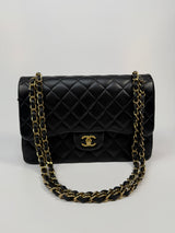 Chanel Jumbo Black Lambskin Leather With GHW