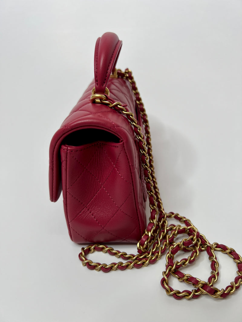 Chanel Mini Rectangle Flap Bag In Raspberry