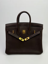 Hermès Birkin 25 Ebene Barenia Faubourg Leather With GHW