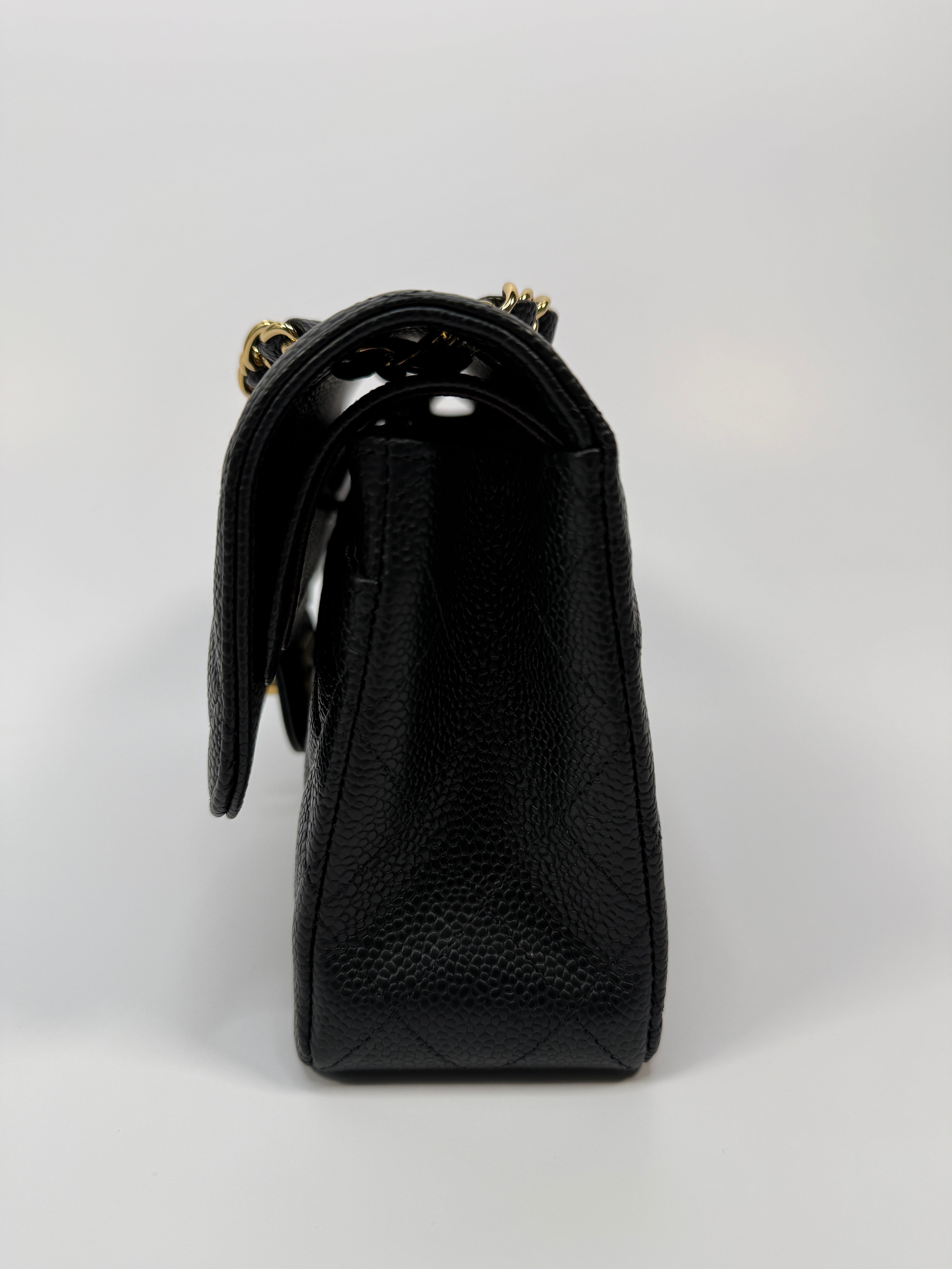 Chanel Small Classic Double Flap In Black Caviar Leather With GHW