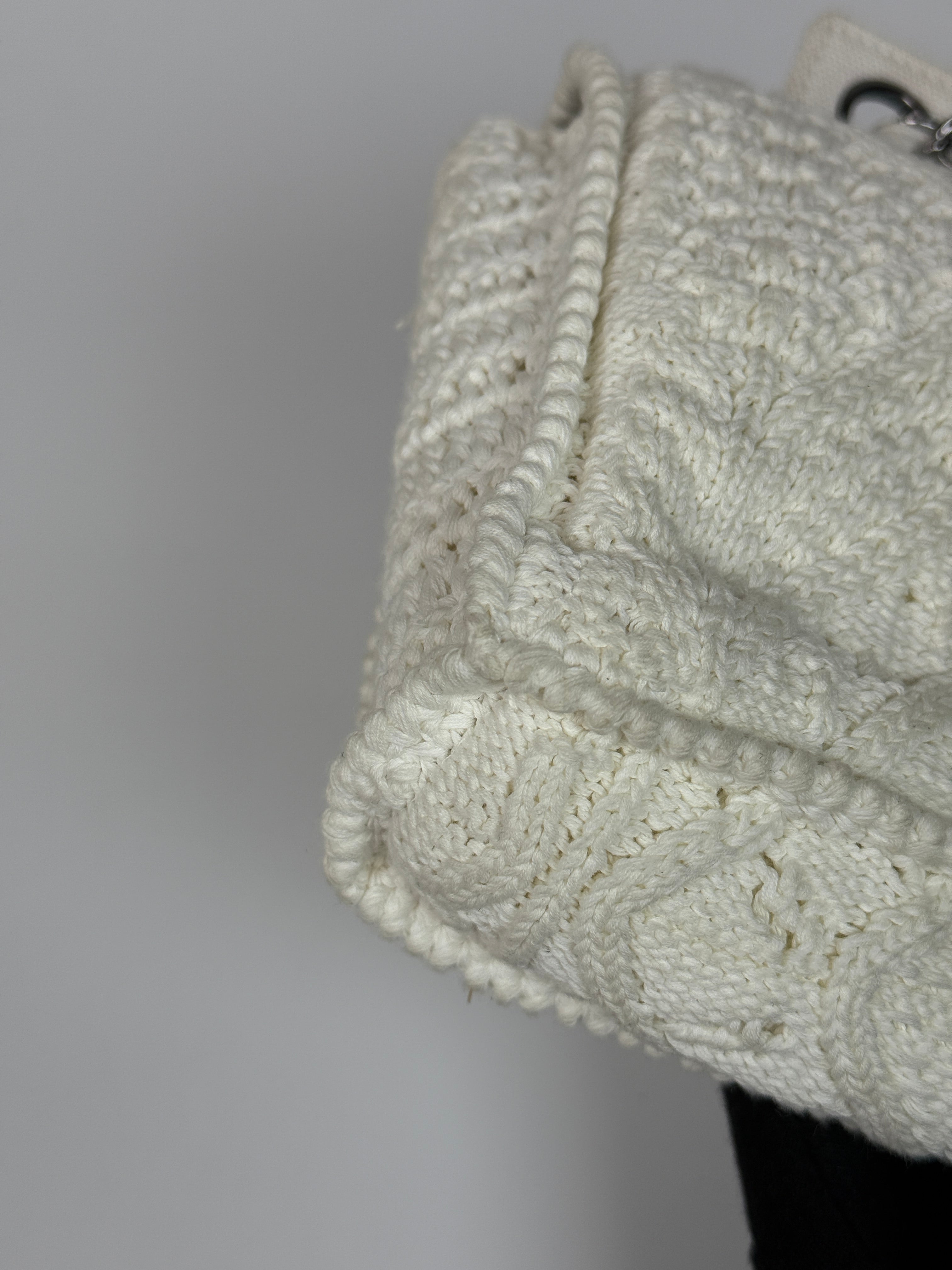 Authentic and preloved Chanel Vintage White Crotchet Flap Bag With Silver hardware. Good condition. 100% Authenticity guarantee 