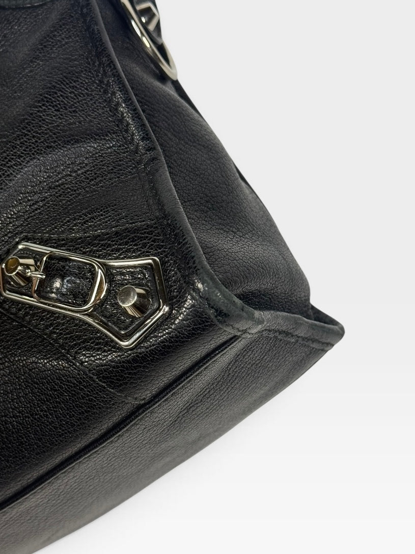 Balenciaga Le City Small Bag In Black Lambskin With Silver Hardware. 100% authentic and pre loved in excellent condition. 