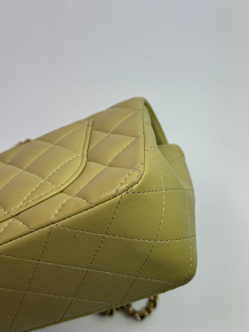Chanel Mini Rectangle Flap Bag In Pistachio Green Lambskin With GHW