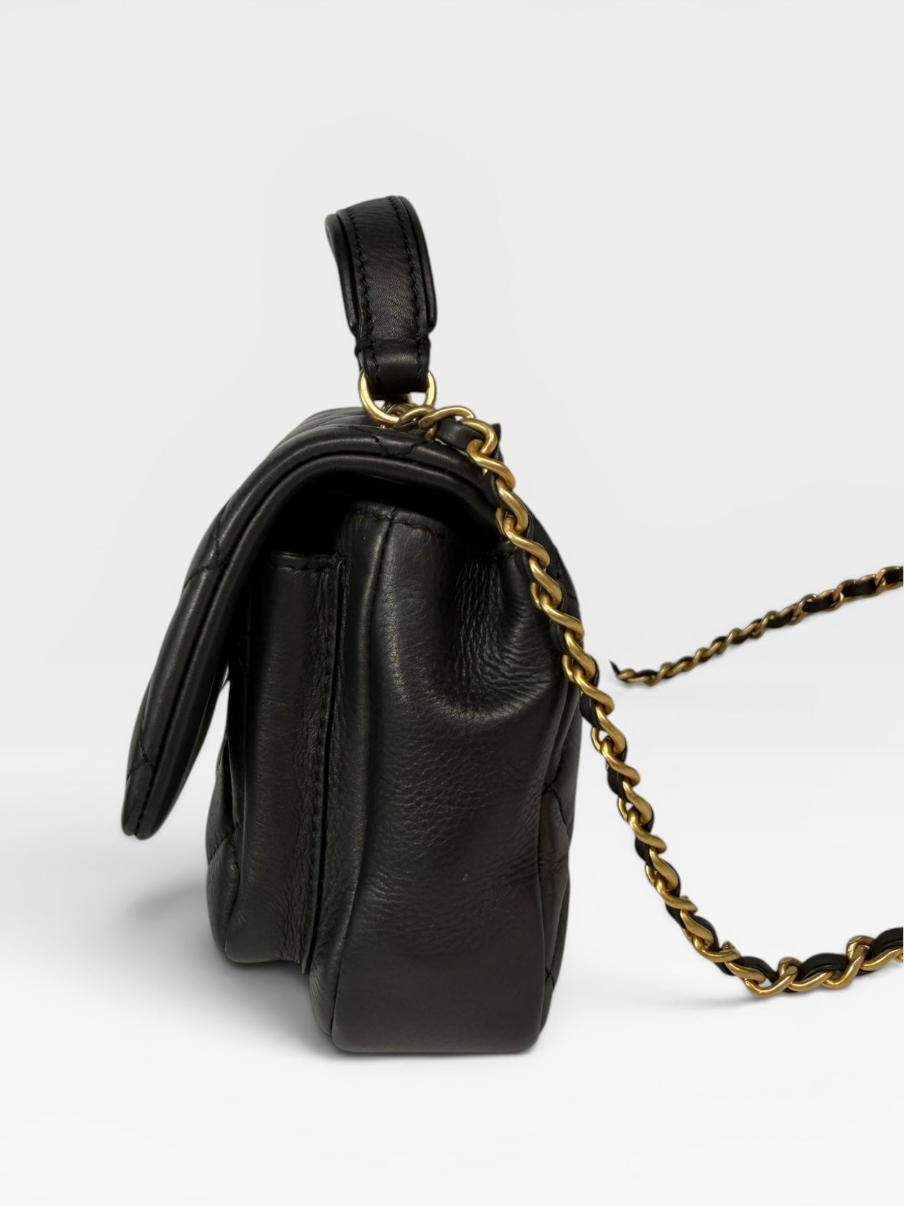 Chanel Mini Business Affinity Bag In Black Calfskin With Gold Hardware. 100% authentic and preloved in excellent condition