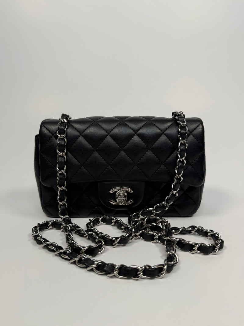 Chanel Mini Rectangle In Black Lambskin With SHW