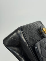 Chanel Vintage Medium Classic Double Flap Black Lambskin With 24k GHW