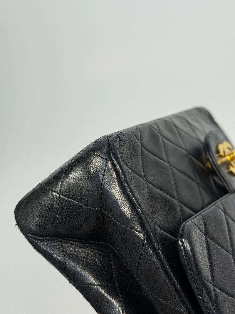 Chanel Vintage Medium Classic Double Flap Black Lambskin With 24k GHW