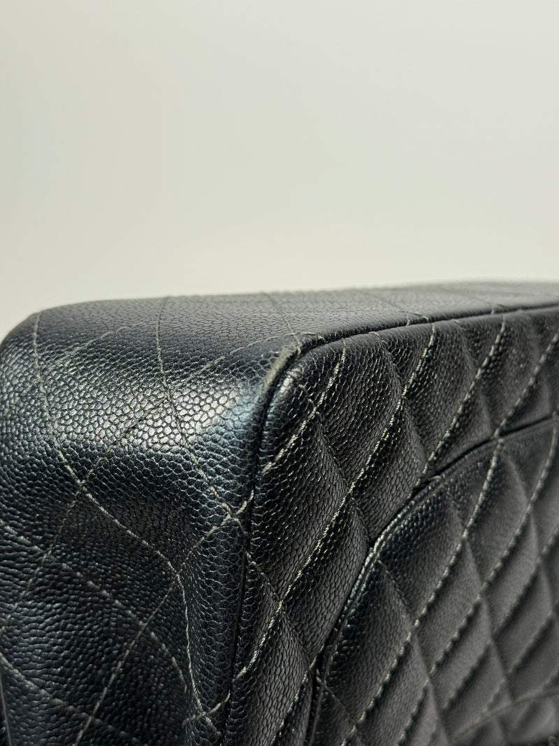 Chanel Jumbo Gunmetal Metallic Calfskin Leather With RHW