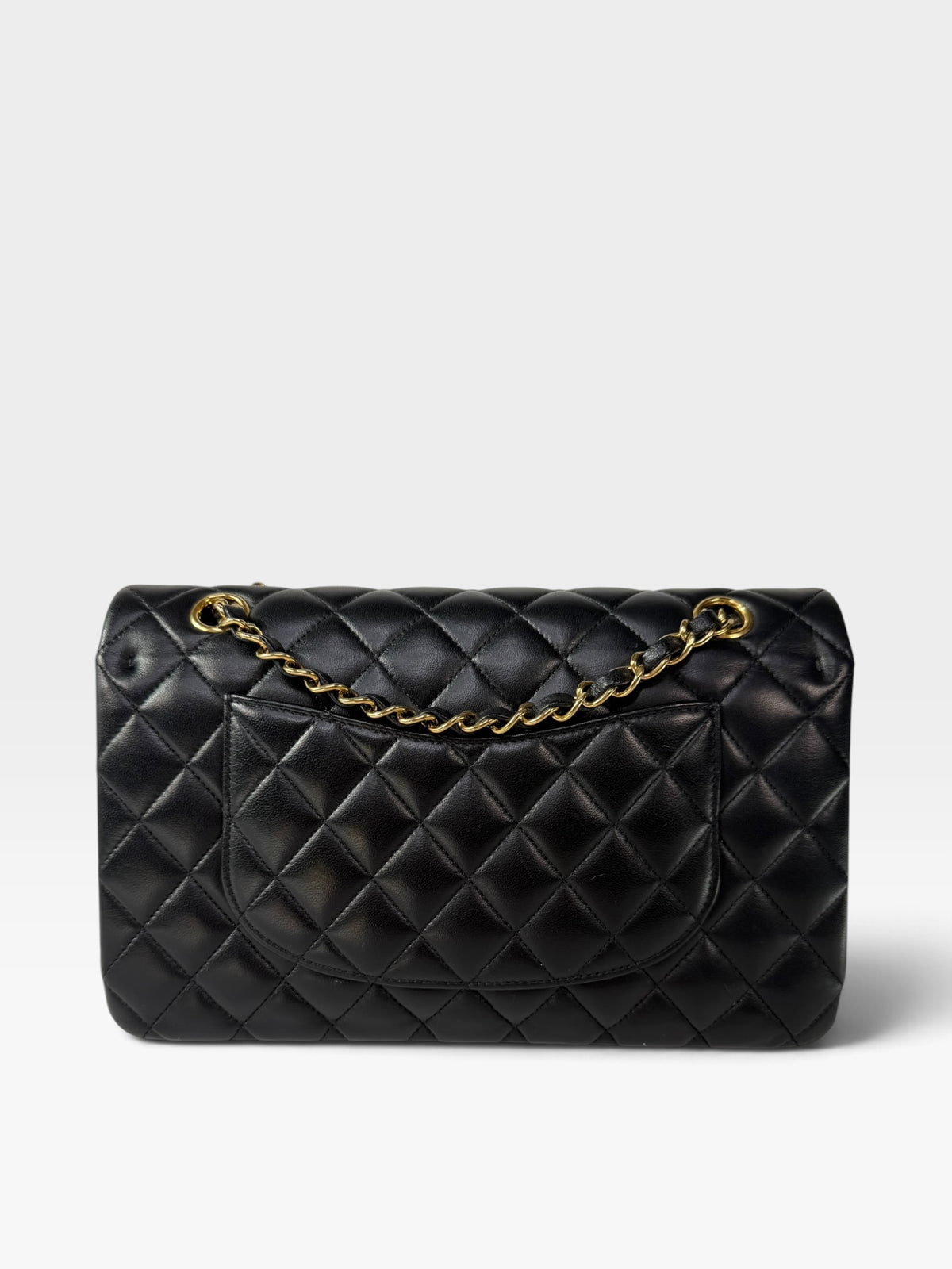 Chanel Medium Classic Double Flap In Black Lambskin Leather Gold Hardware. 100% authentic and preloved in excellent condition 