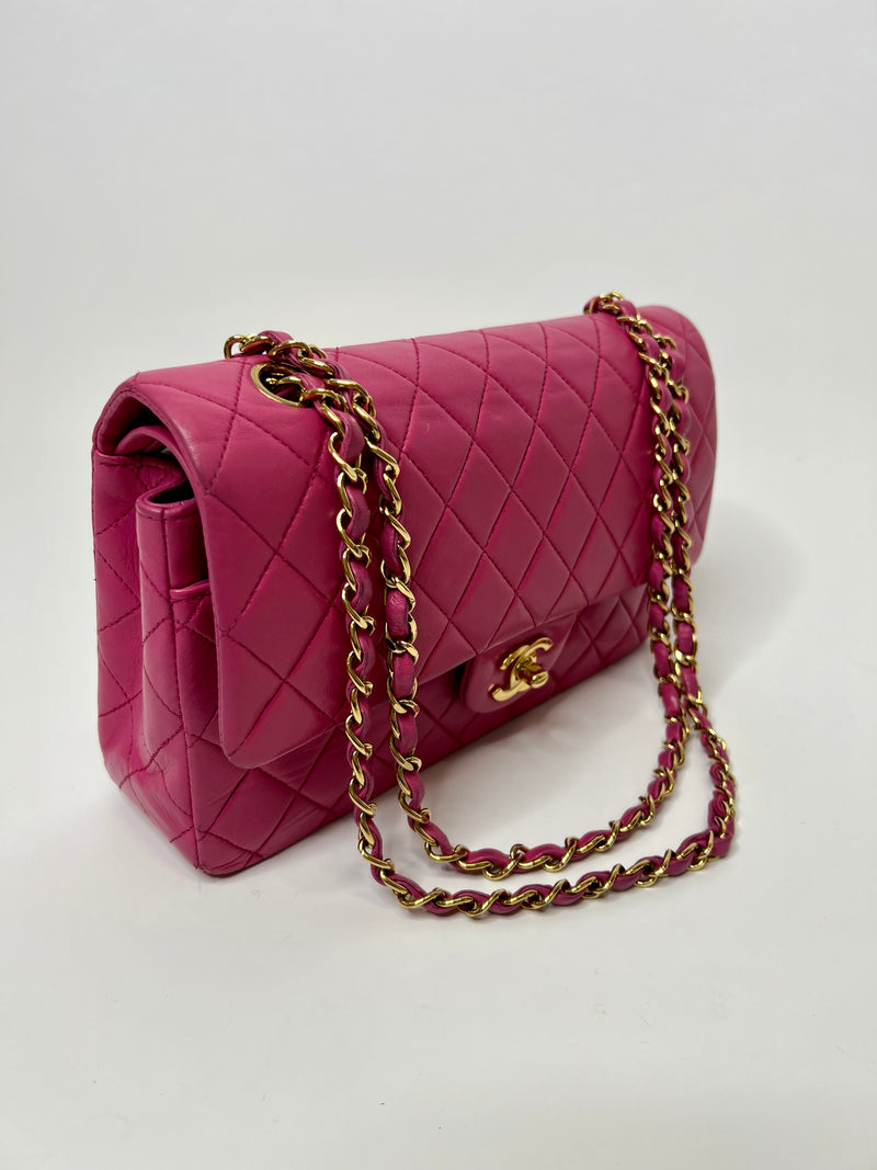 Chanel Vintage Medium 2.55 Classic Flap In Fuchsia