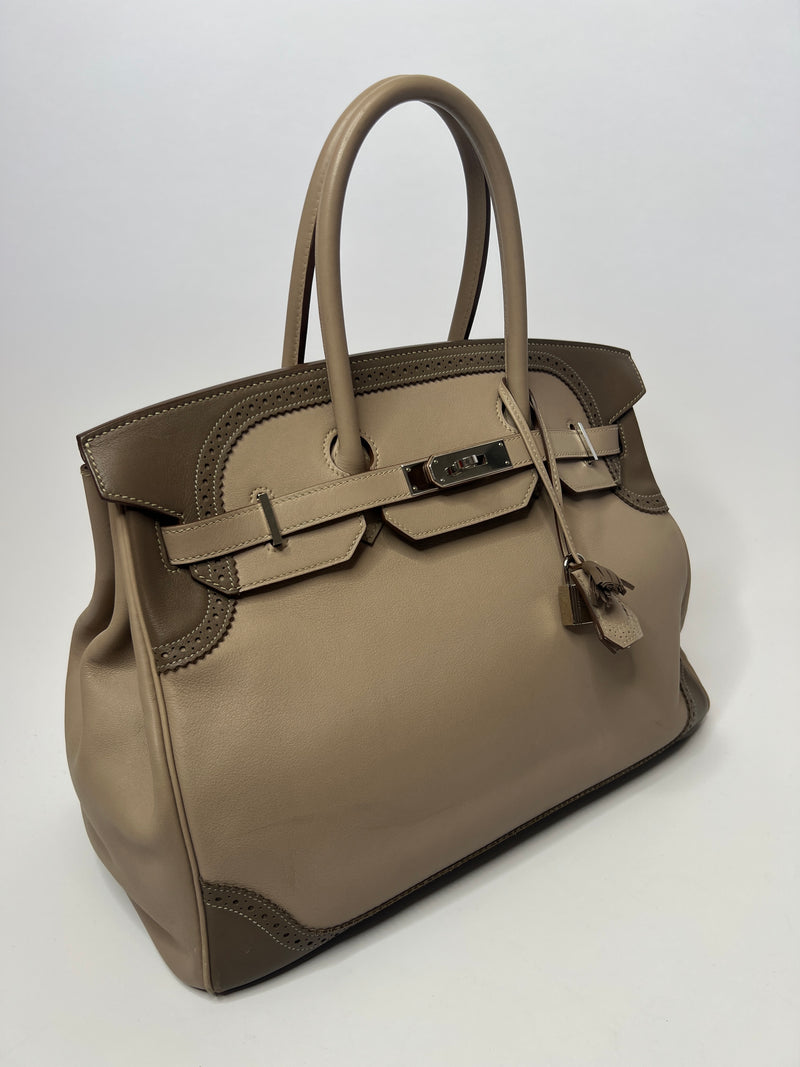 Hermès Argile And Etoupe Swift Birkin Ghillies 35