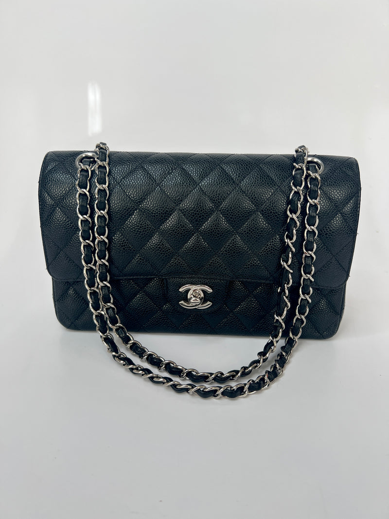 Chanel Black Caviar Leather Medium Classic Double Flap