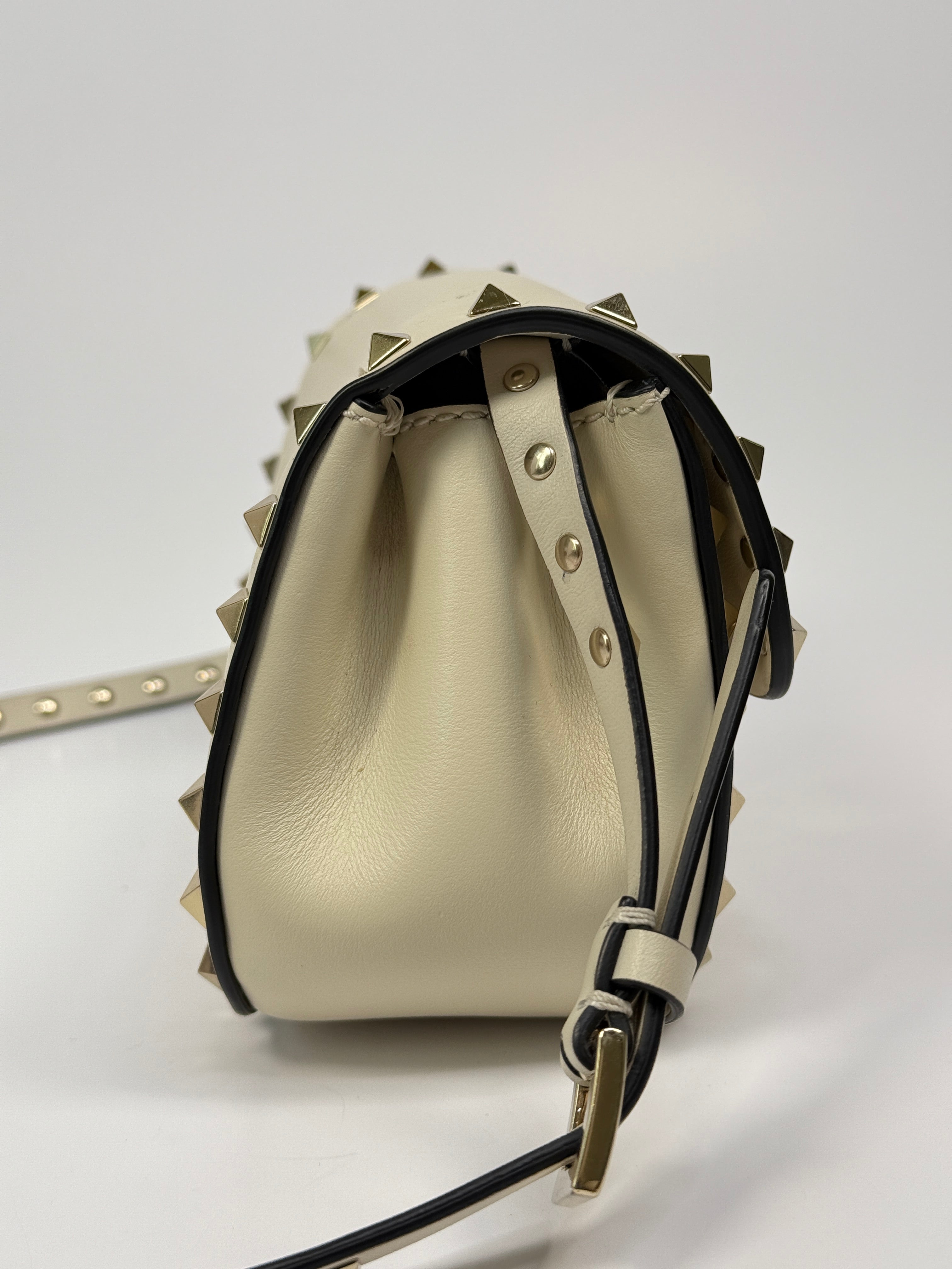 Valentino Garavani Ivory Rockstud Lock Bag