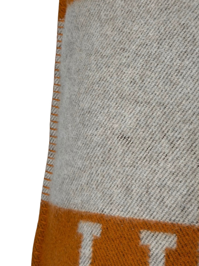 Hermès Avalon Cushion 70x70 In Ecru And Potiron. 100% authentic and preloved in excellent condition.