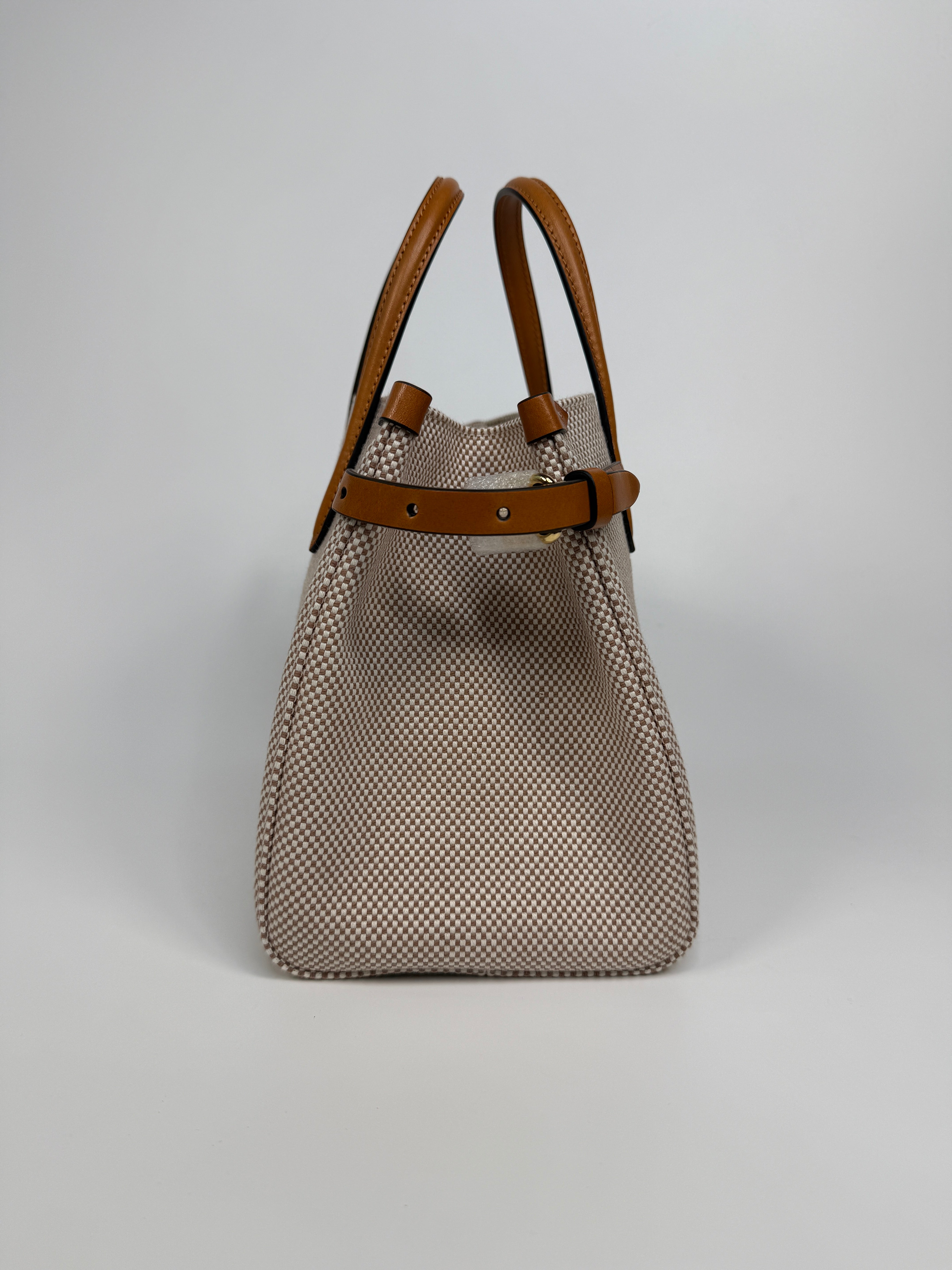 Valentino Garavani Small Antibes Canvas Shopping Bag Canvas brown and leather 