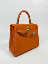 Hermès Kelly 25 In Orange Togo Leather With PHW
