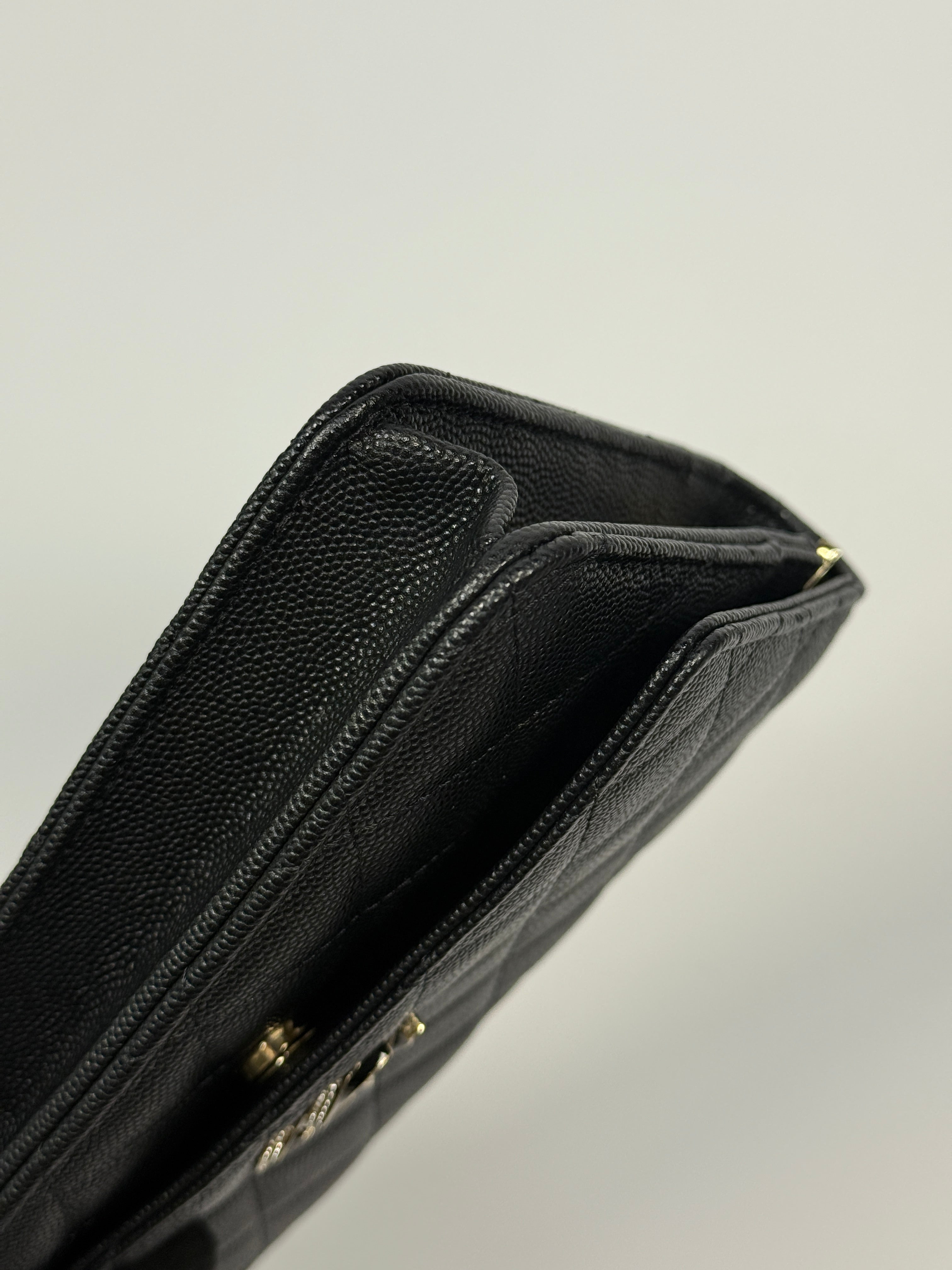 Chanel Wallet On Chain Black Caviar Leather With Gold Hardware Authentic and preloved in excellent condition