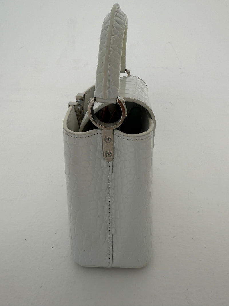 Louis Vuitton Capucines BB In Soft Shine White Alligator Leather