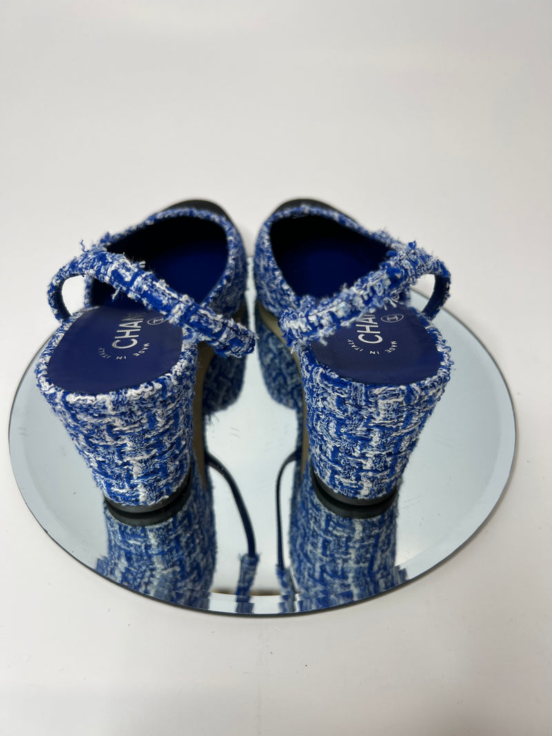 Chanel Tweed Slingback Pumps (Size 39 /UK 6)