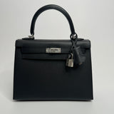Hermès Kelly 25 In Noir Sellier Epsom With Palladium Hardware