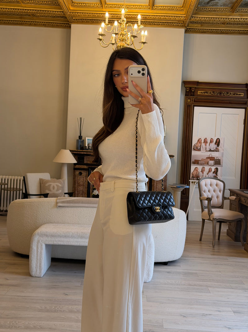 Chanel Small Classic Double Flap In Black Caviar Leather With GHW