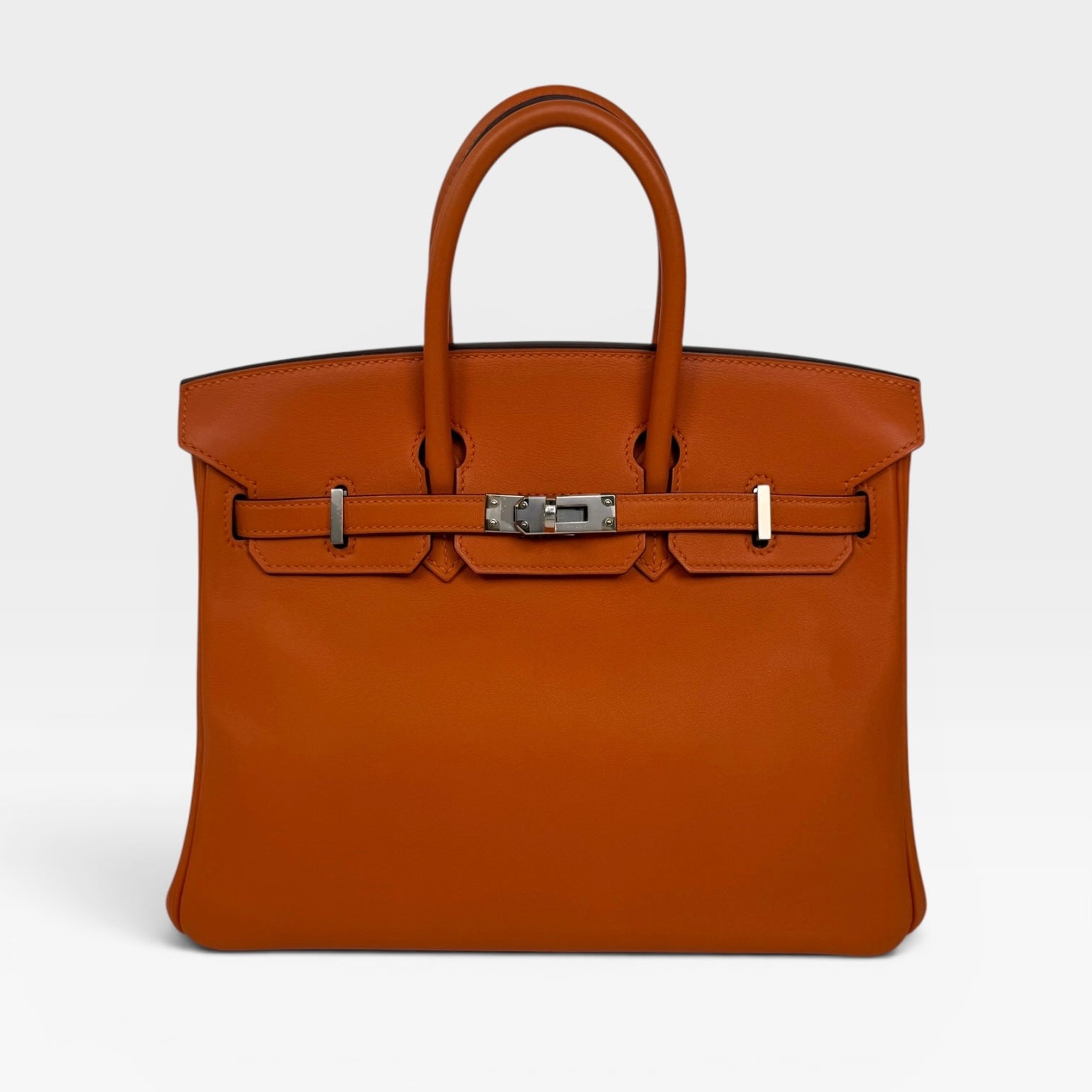 Hermès Birkin 25 In Orange Swift Leather With Palladium Hardware
