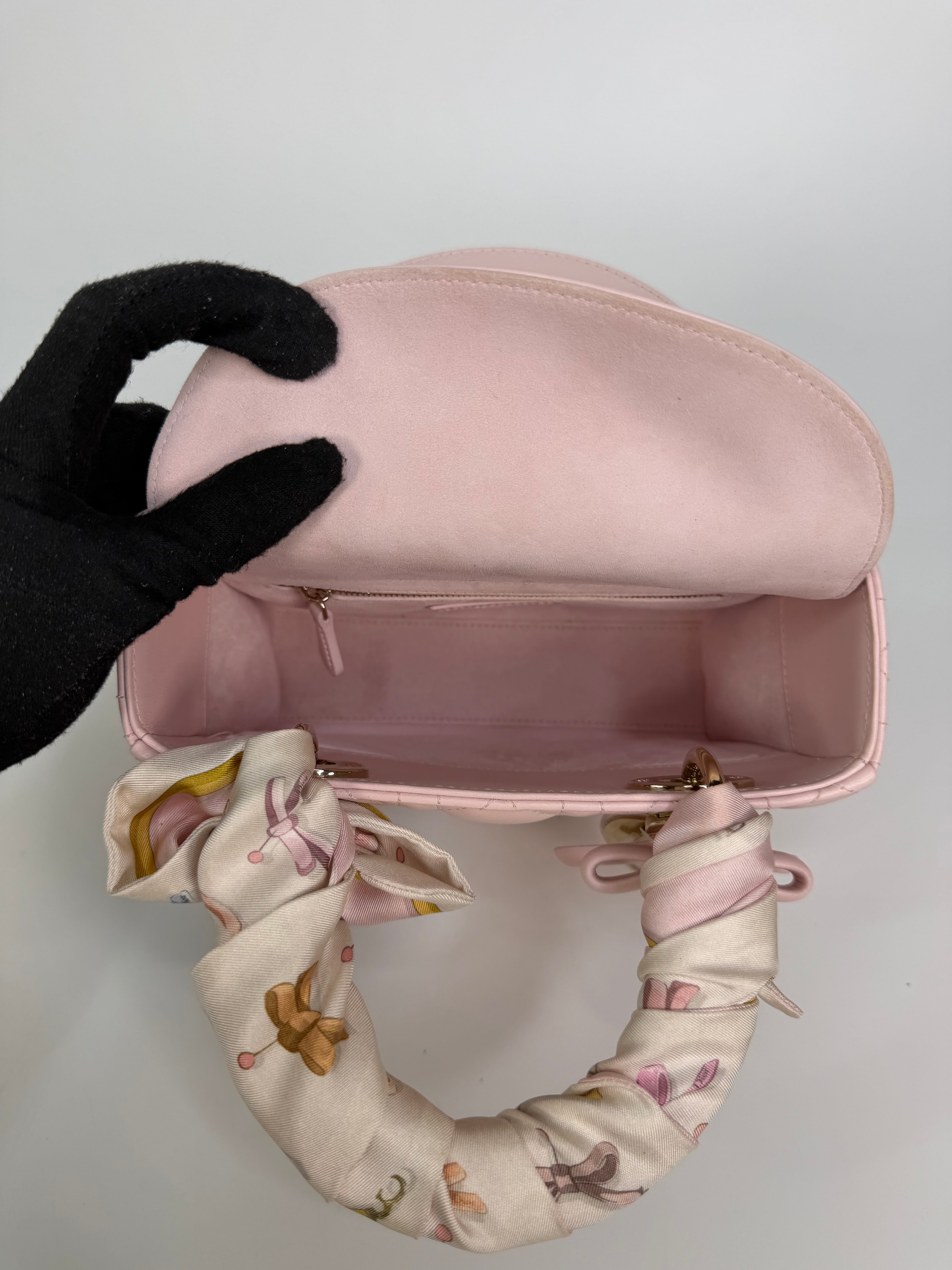 Christian Dior Lady Dior Small Bag In Rose Tendre With Gold Hardware. Authentic and preloved in excellent condition
