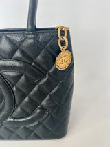 Chanel Caviar Leather black Medallion Tote
