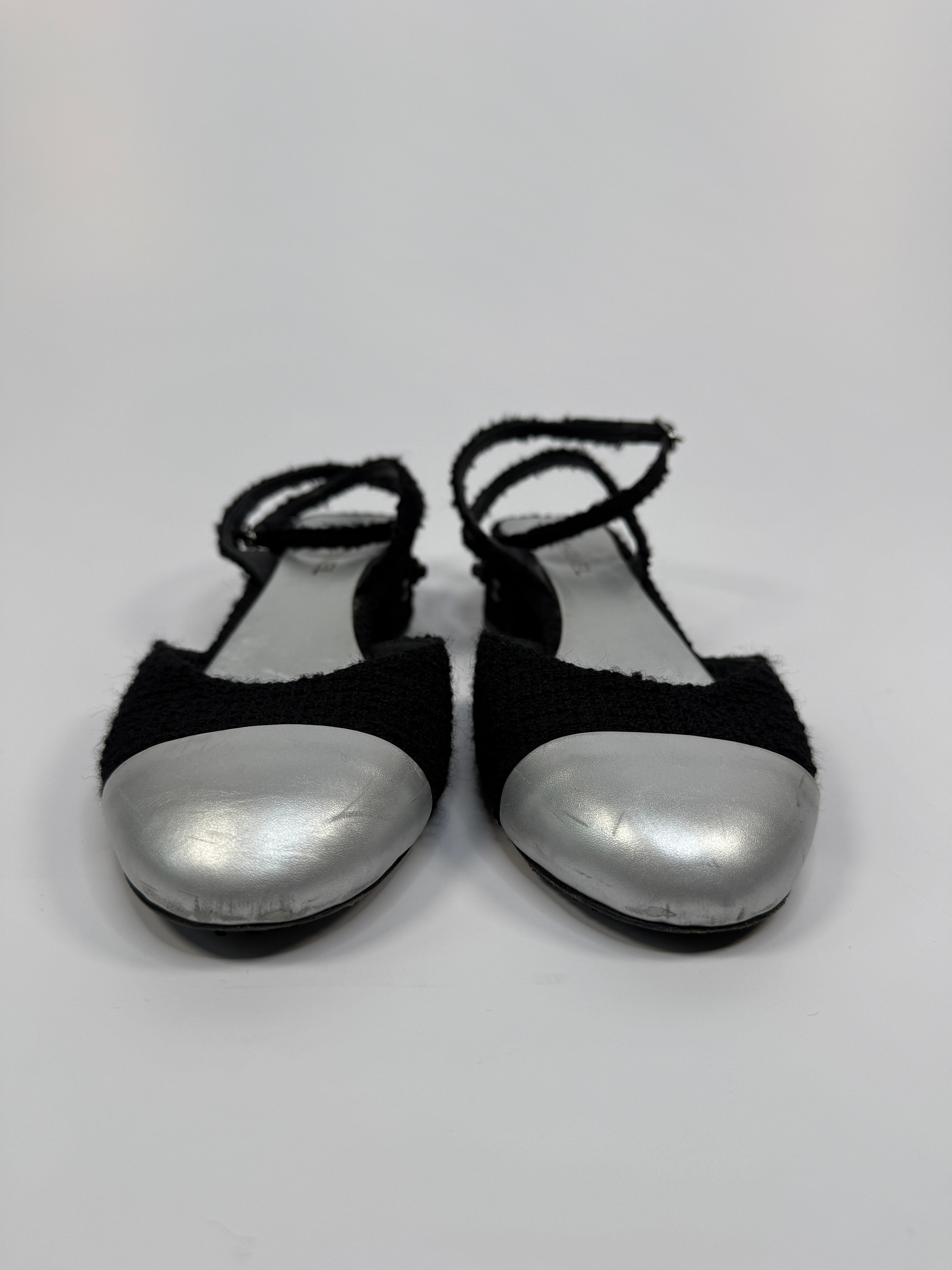 Chanel Tweed Slingback Pumps (Size 39.5/UK 6.5)