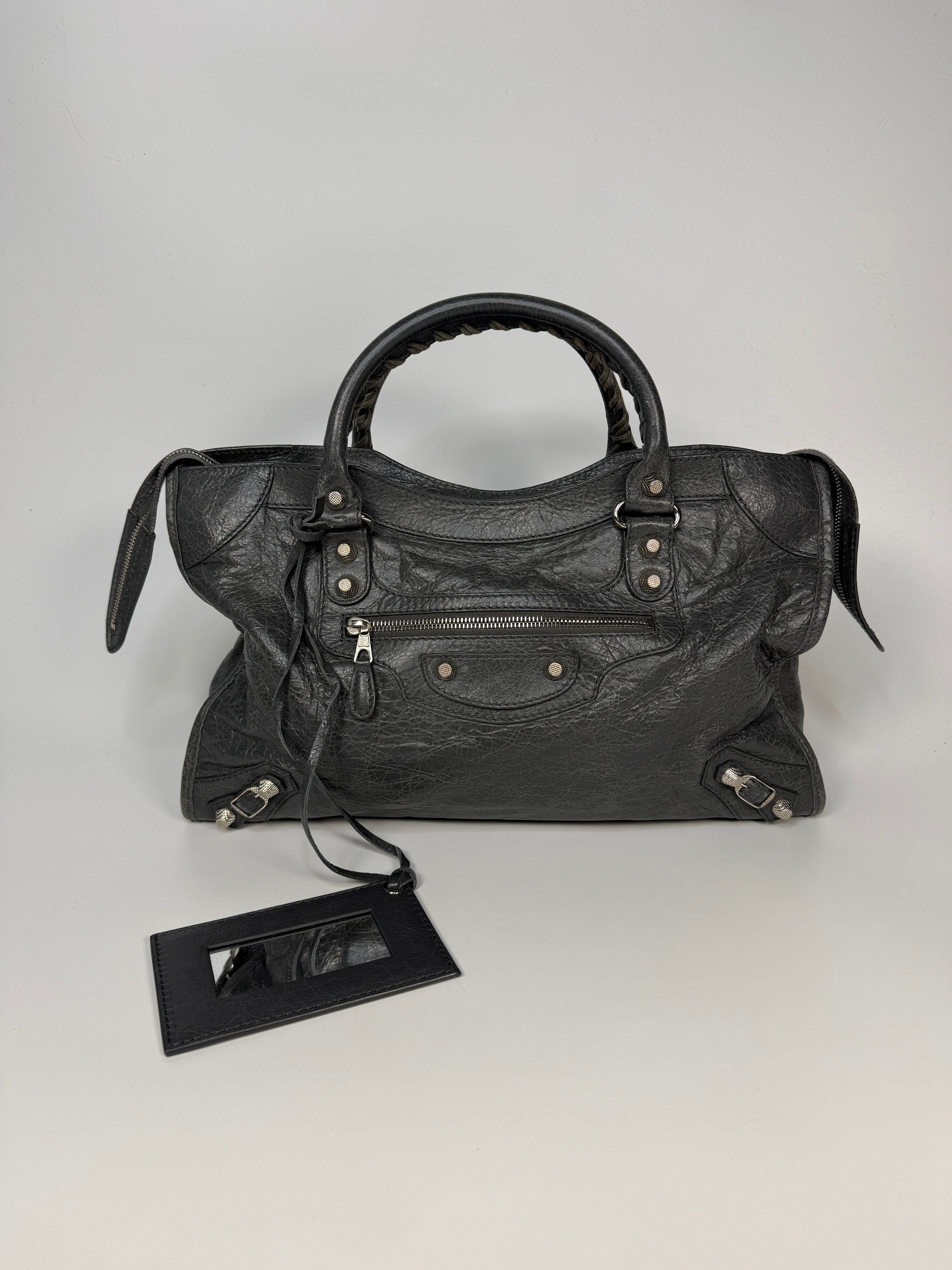 Authentic and preloved Balenciaga Medium Le City Bag In Grey Leather With SHW. 100% Authenticity guarantee. Verified by Luxe Cheshire 