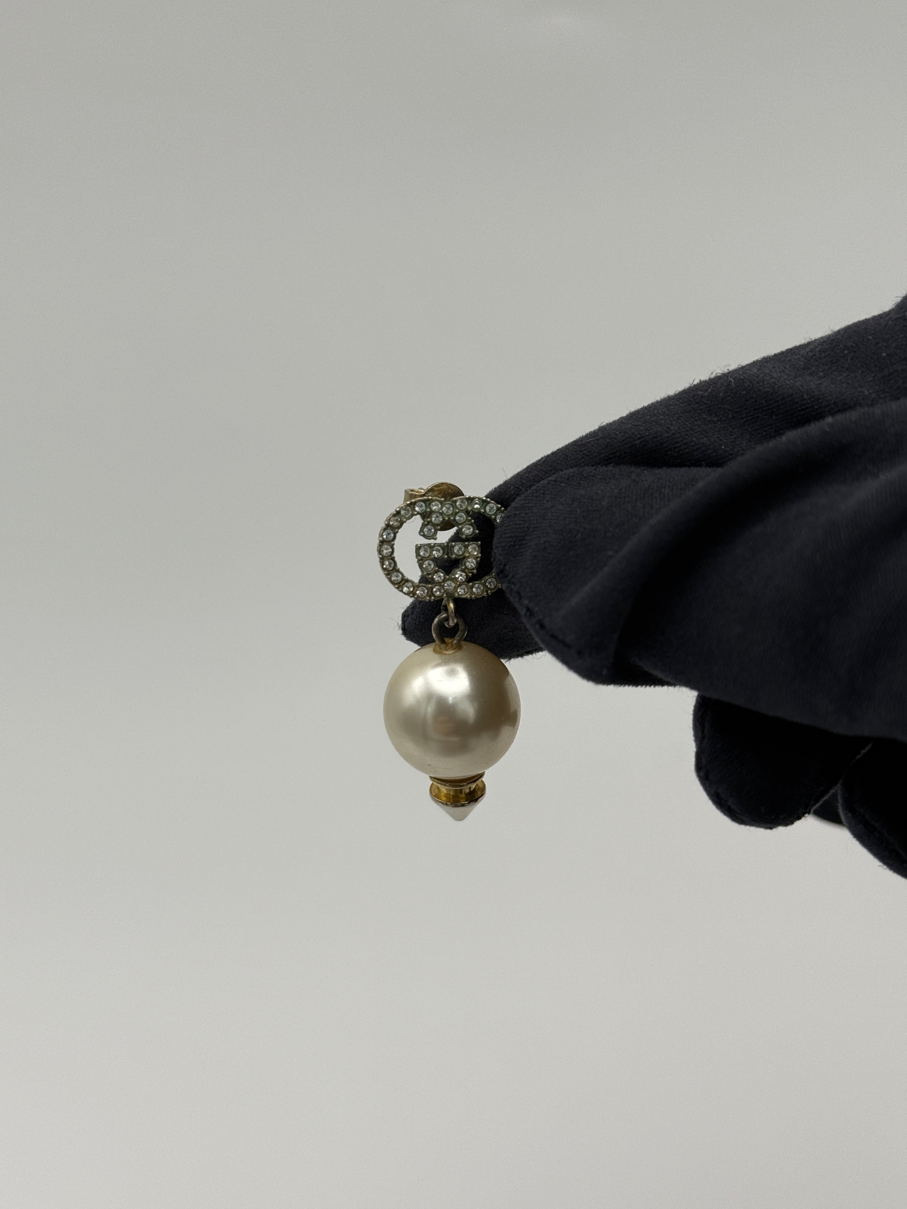 Gucci Interlocking-G Brass And Drop Pearl Earrings