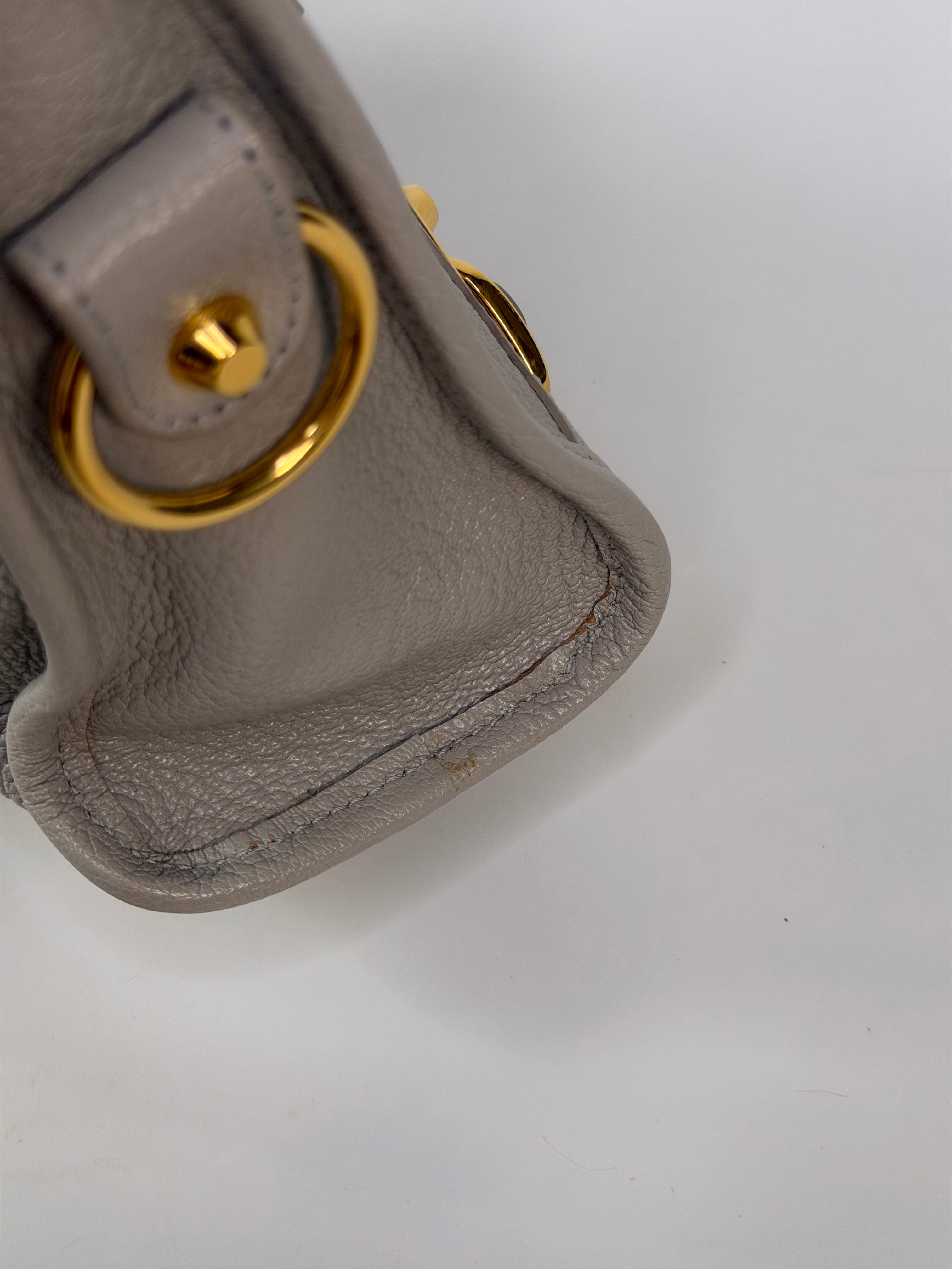 Balenciaga Le City Mini Bag In Grey Lambskin With Gold Hardware. 100% authentic and preloved in excellent condition