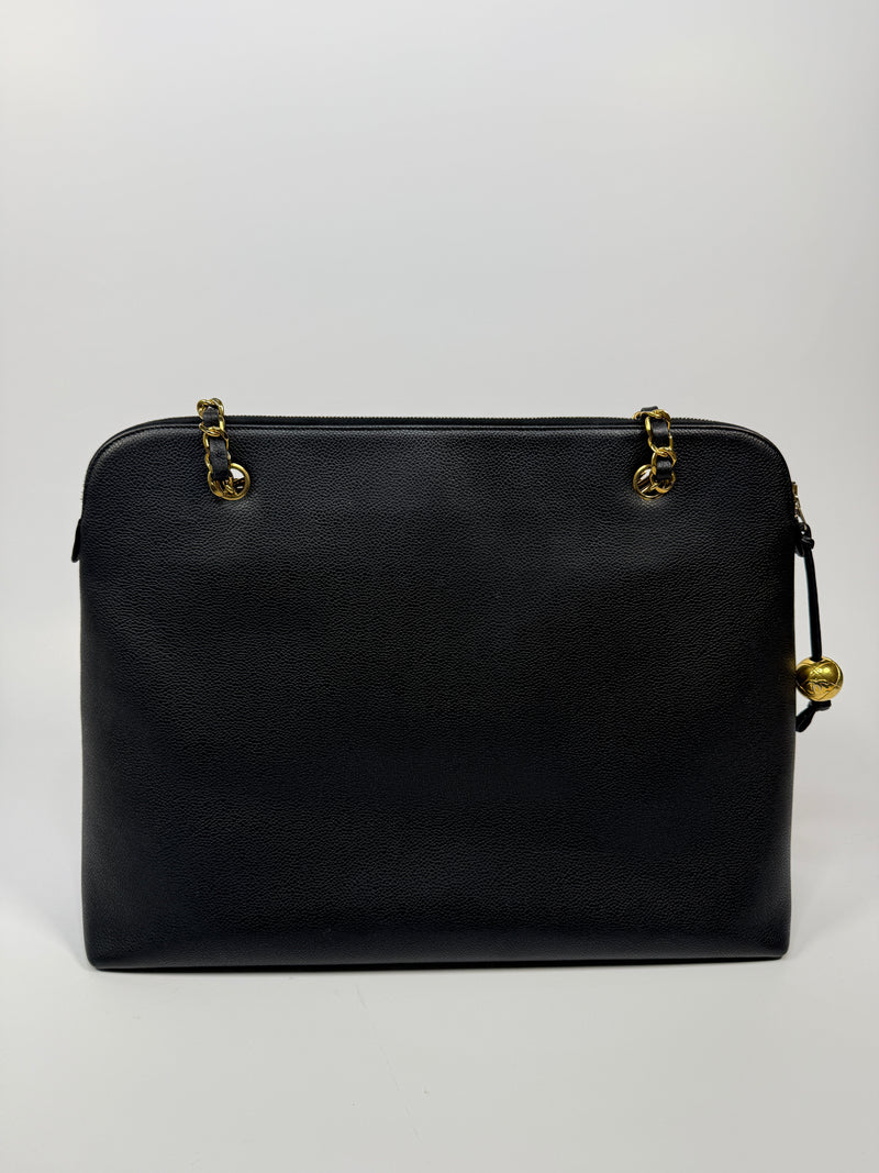 Chanel Vintage Black Caviar Tote Bag